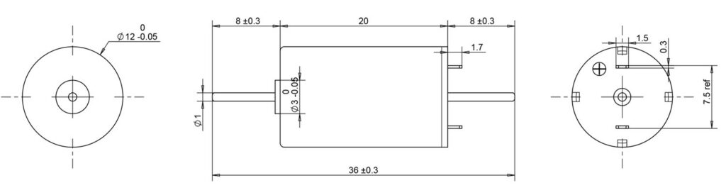 12mm coreless motor drawing