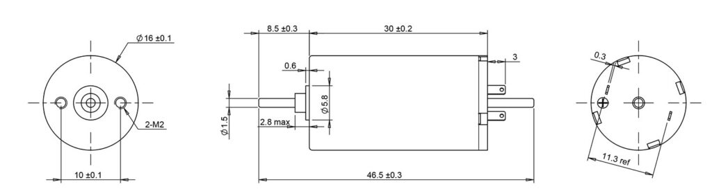 16mm corelessmotor drawing