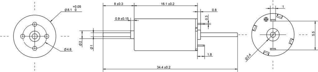 8mm coreless motor drawing