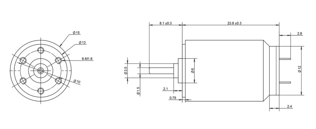 15MM CORELESS MOTOR DRAWING