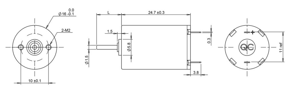 16mm coreless motor drawing