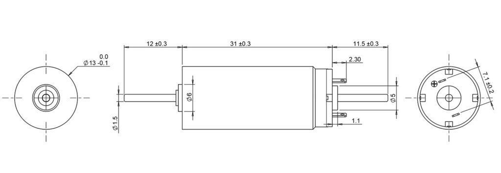 dual shaft coreless motor