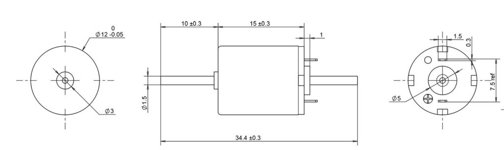 12mm coreless dc motor drawing